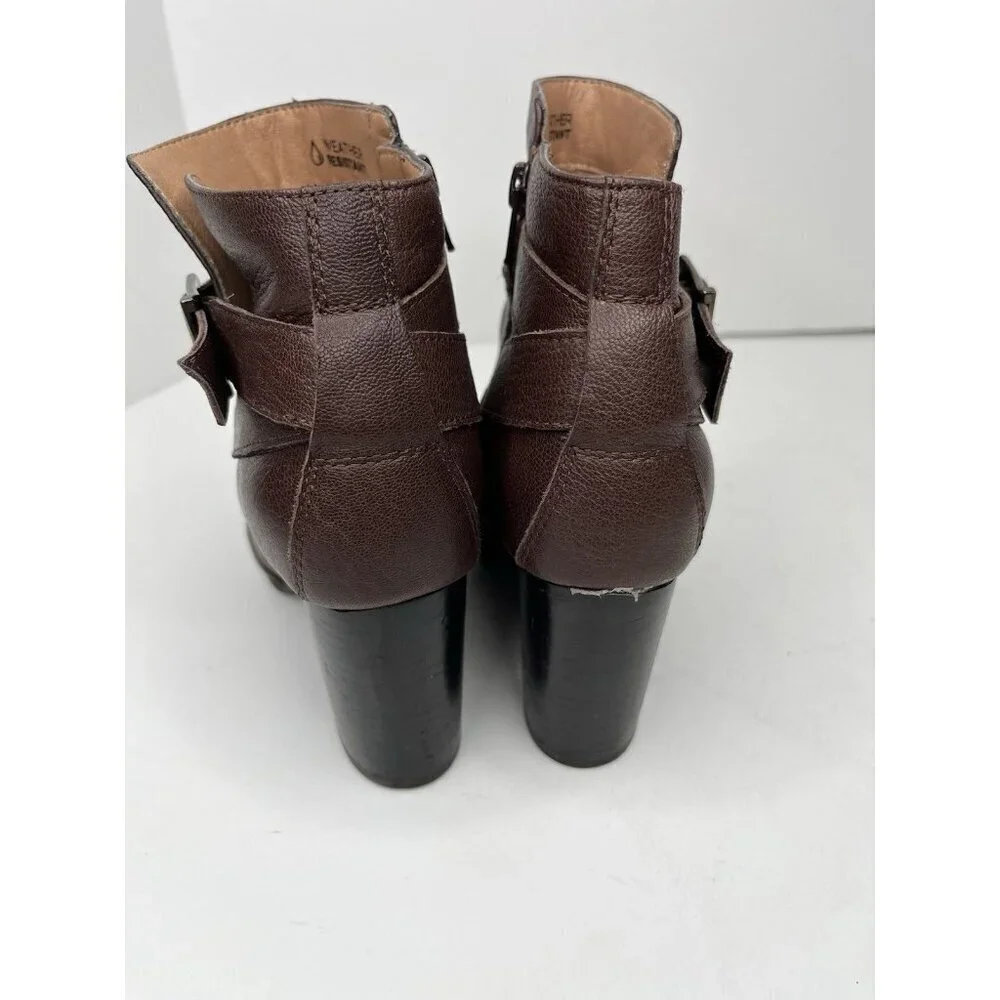 Vionic Womens Trinity Brown Alison Ankle Leather Bootie Side Zip Size 7.5 US